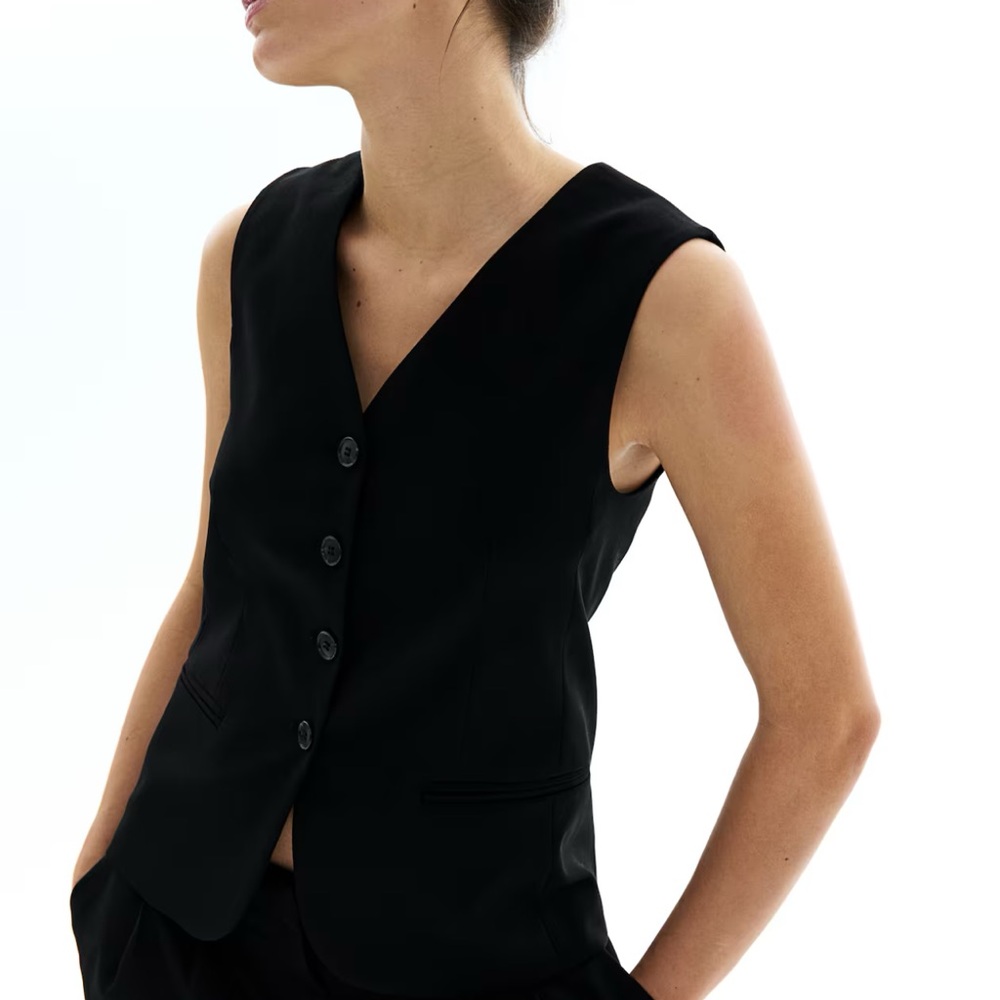 Sleeveless Black Button-Up Vest NWT